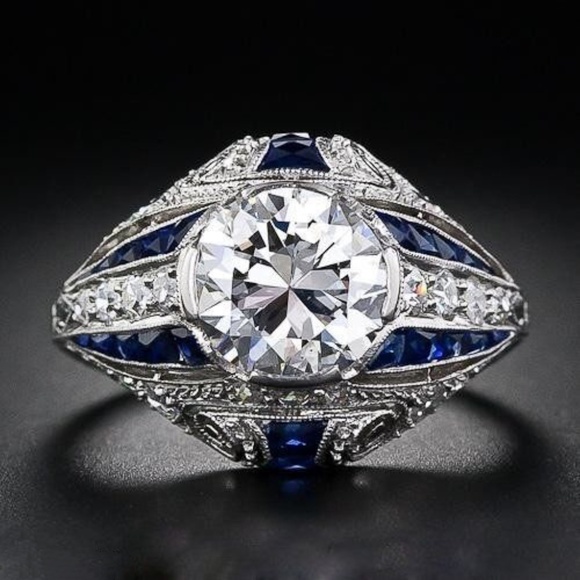 Jewelry - 2Ct Art Deco Moissanite Ring Size 8